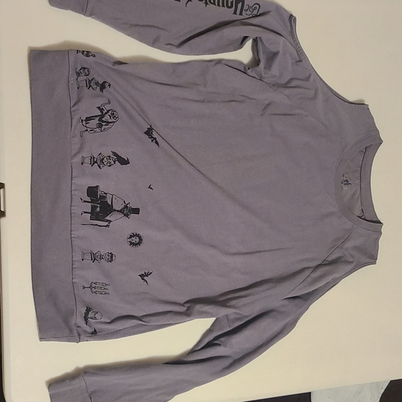 Disney Gray Haunted Mansion Long Sleeve Ope-shoulder Tee Relaxed Streetwear - Picture 4 of 4